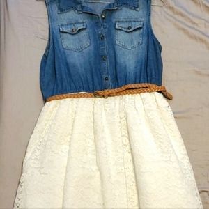 New girls denim and lace dress